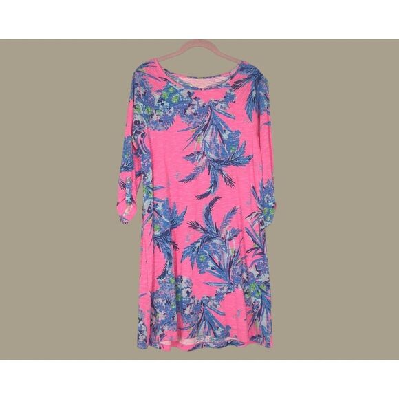 Lilly Pulitzer Surfcrest Tiki Pink Cotton Modal Swing Dress Size Medium - Picture 1 of 7